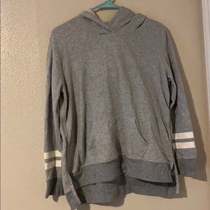 Grey Striped Sleeve Hoodie